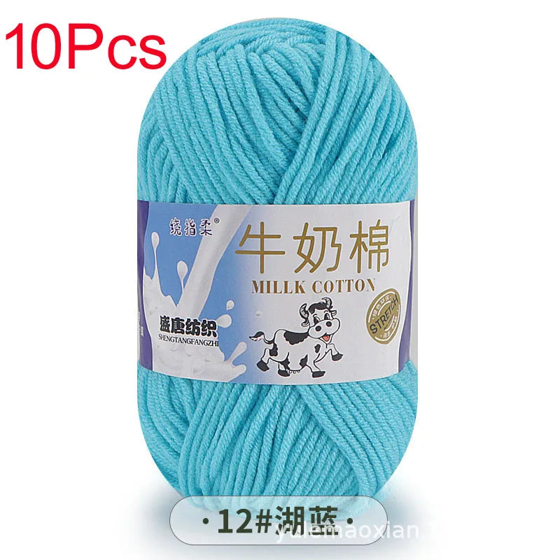 10 Piece Milk Cotton Yarn Knitting Wool for Hand Knitting and Crochet Soft Yarn for Scarves Hats and Sweaters