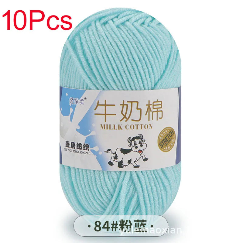 10 Piece Milk Cotton Yarn Knitting Wool for Hand Knitting and Crochet Soft Yarn for Scarves Hats and Sweaters