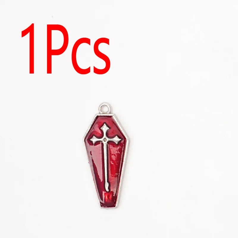 1Pc Mixed Gothic Jewelry Combination Imitation Enamel Irregular Cross and Coffin Cross Pendant Necklace Bracelet Earrings Jewel