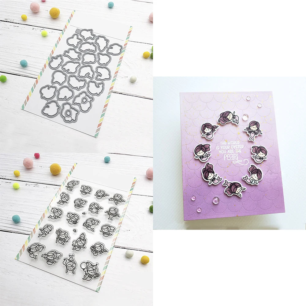 Mini Panda Bunny Koala Animal Outline Metal Cutting Dies Clear Stamps for DIY Easter Day Decor Paper Cards
