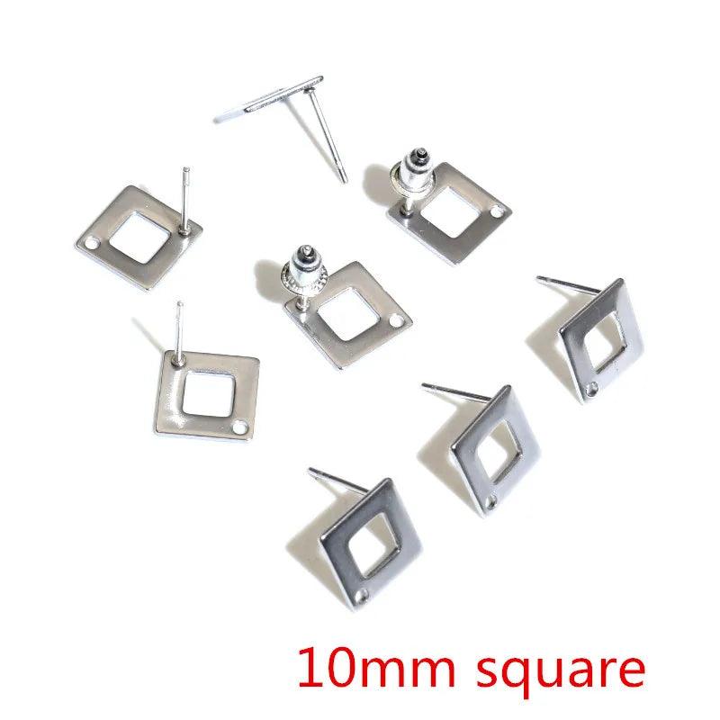20pcs 316L Stainless Steel Geometric Earring Stud Posts Connector Fashion Styles DIY Jewelry Making Findings Accessories