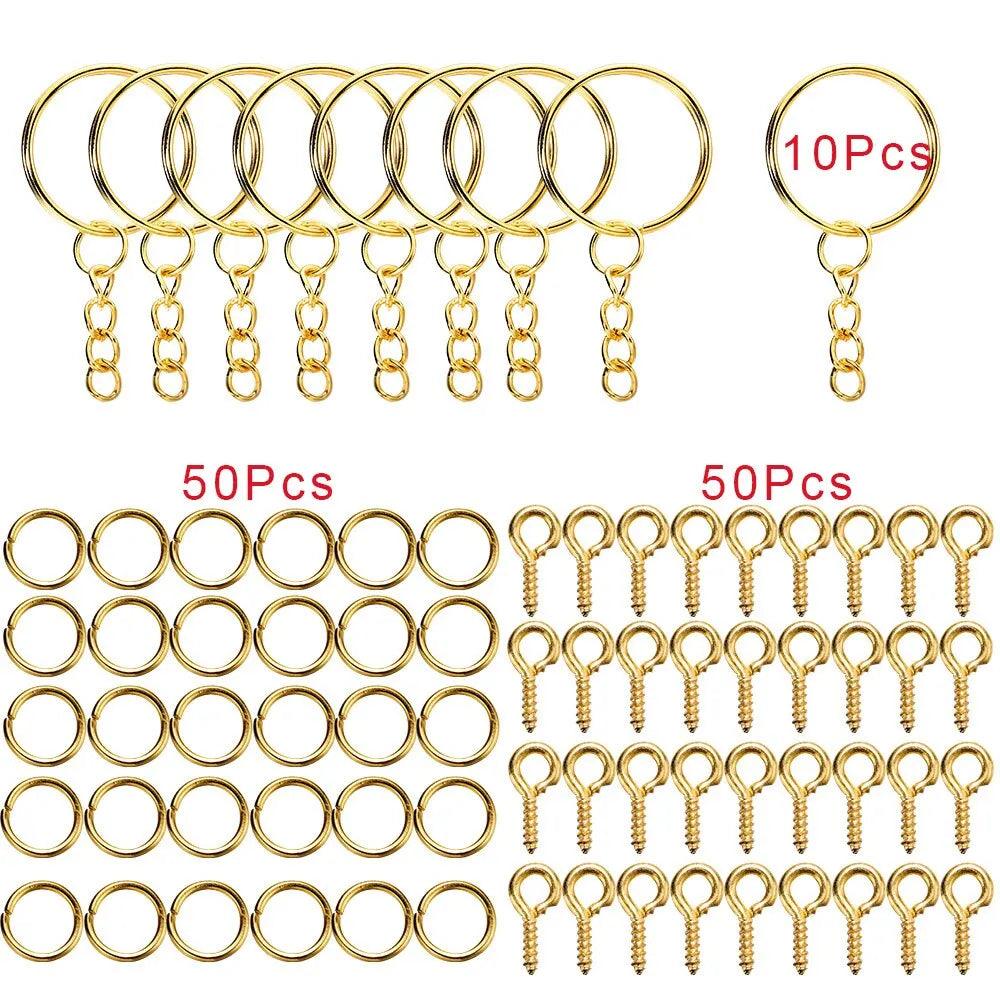 110Keychain Open Jump Rings Eye Pins Jewelry Making Accessories Kits for DIY Epoxy Resin Key Chain Key Ring Pendants
