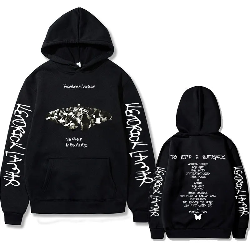 Rapper Kendrick Lamar To Pimp A Butterfly Graphic Print Hoodie Men's Hip Hop Oversized Hoodies Male Fleece Cotton Sweatshirts