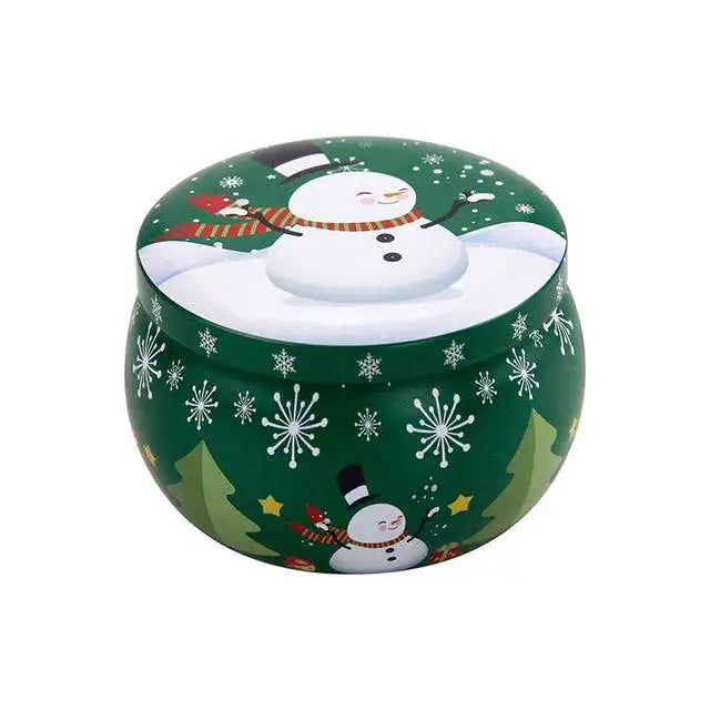 Christmas Tinplate Round Candy Tin Can Metal Candle Jars With Lid Candle Container Empty Box Cookie Candy Tea Storage Gift Case