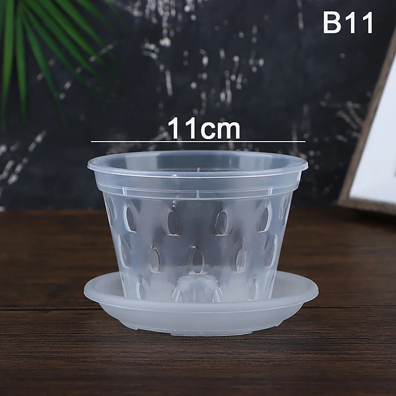 1Pc Flowerpot Garden Planter Drainage Pots with Holes Transparent Orchid Baskets Plastic Breathable Flower Pots Accessories
