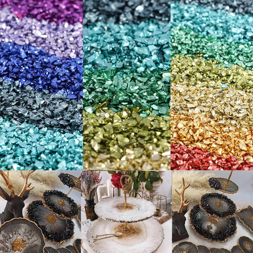 Glass Metal Crushed Stone Filler DIY Table Decoration Cake Fruit Coaster Filling Decorative Crystal For Epoxy Resin Mold