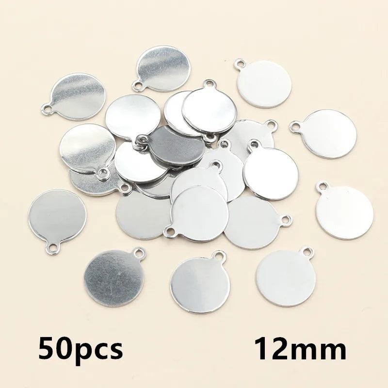 20-200pcs 6-25mm Stainless Steel Round Coin Charms Pendant DIY Jewelry Making Accessories Fingings for Necklace Bracelet