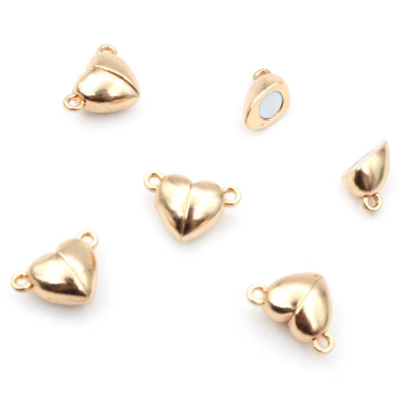 5 Sets  Love Heart Round Shaped Magnetic Connected Clasps Beads Charms End Caps for DIY Couple Bracelet Necklace Making