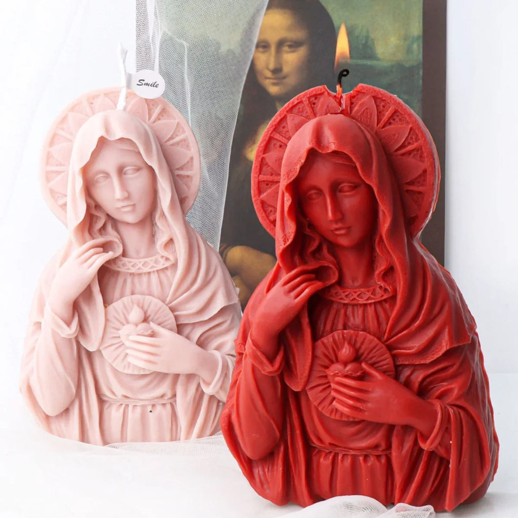 Female Deity Silicone Candle Mold Half Body Virgin Soap Resin Plaster Mould Chocolate Ice Mould Disc In Hand Goddess Home Decor