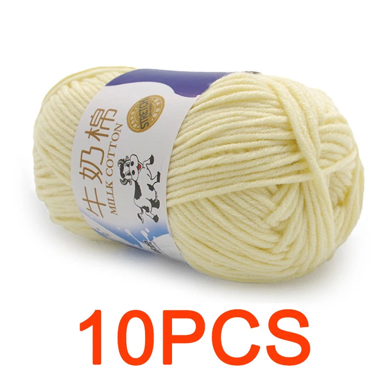 10 Pieces Milk Cotton Knitting Yarn Soft Warm Yarn for Hand Knitting and Crochet Projects