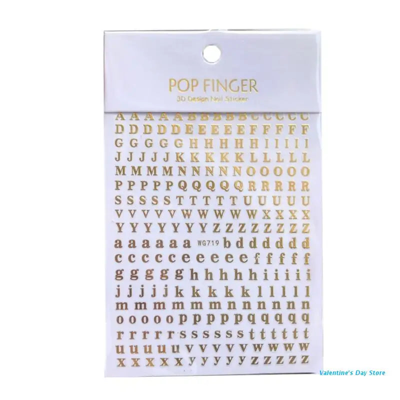 Alphabet Nail Stickers Uppercase Letter Lower Case Letter Stickers Self-Adhesive Drop Shipping