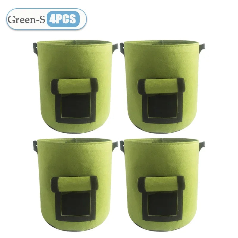 1-8PCS 5/10Gallon Felt Potato Planting Bag Large Diameter Vegetable Plant Seedling Bag Non-Woven Garden Potato Growing Bucket