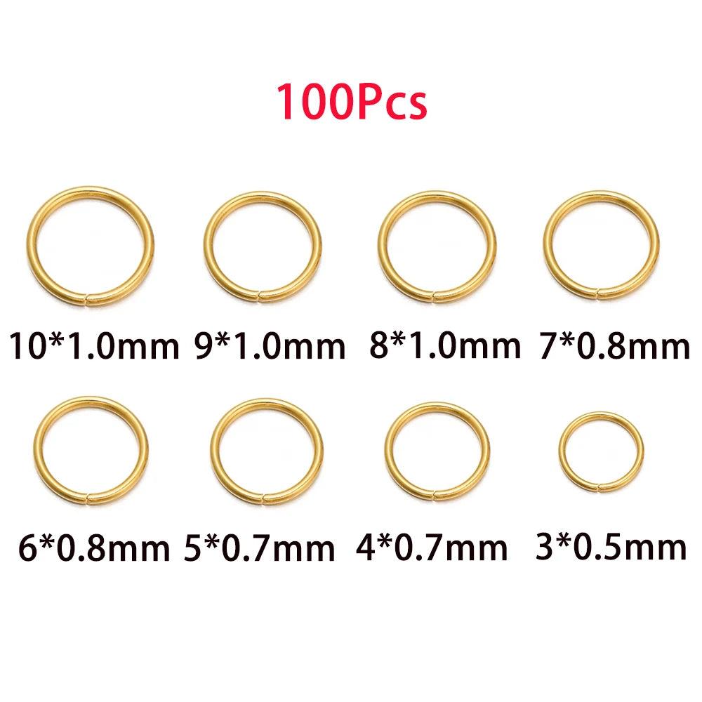 100-200pcs 3/4/5/6/7/8/10mm Stainless Steel DIY Jewelry Findings Open Single Loops Jump Rings & Split Ring for Jewelry Making