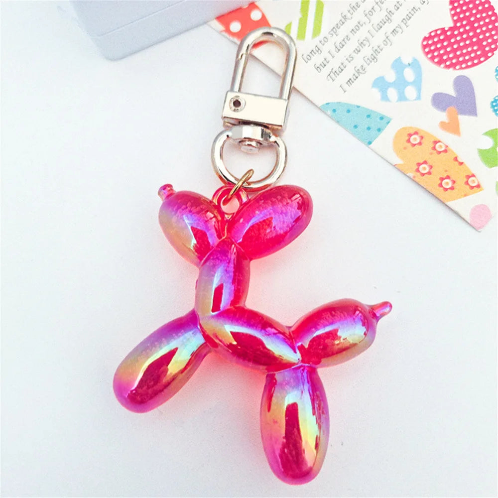 Kawaii Balloon Dog Acrylic Keychains Y2k Car Key Chains Jewelry Cute Bag Pendant Trinket Accessories Decoration Couple Gift