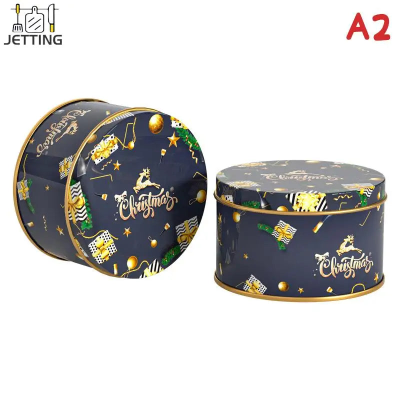 Christmas Old Man Candy Tins Decorative Round Tinplate Boxes Xmas Candy Cookie Packaging Jar Candle Containers Candy Box Gift