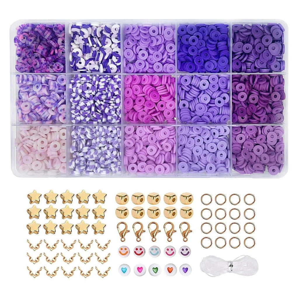Clay Beads Bracelet Making Kit includes Loose Beads and String for DIY Jewelry Craft for Girls