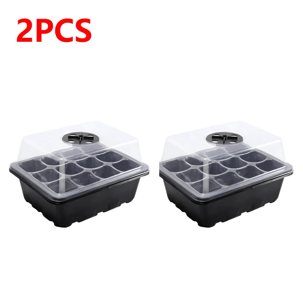 1-5Pcs Stackable Greenhouse Germination Tray with Humidity Dome 12 Holes Plant Grow Nursery Seedling Trays Garden Tools