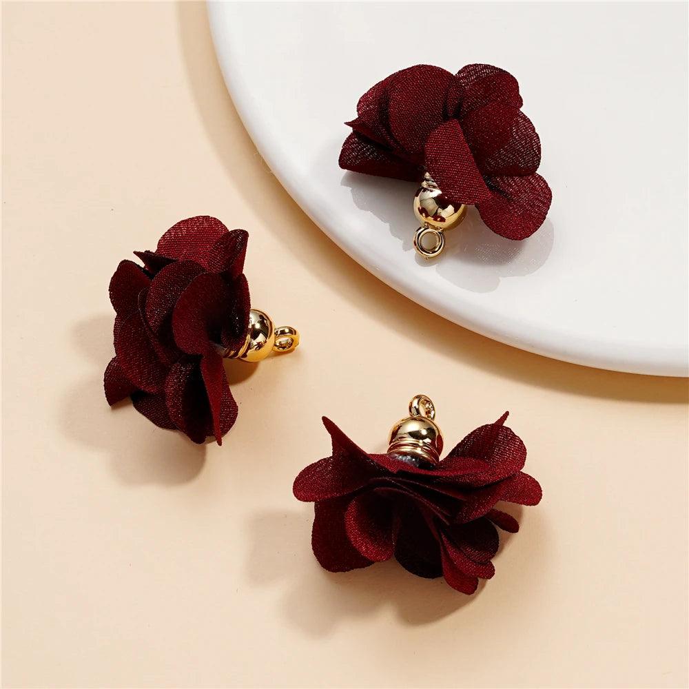 10Pcs/Lot Fabric Flower Tassel Pendants for Jewelry Making DIY Bracelet Earring Tassel Keychain Earring Making Accessories