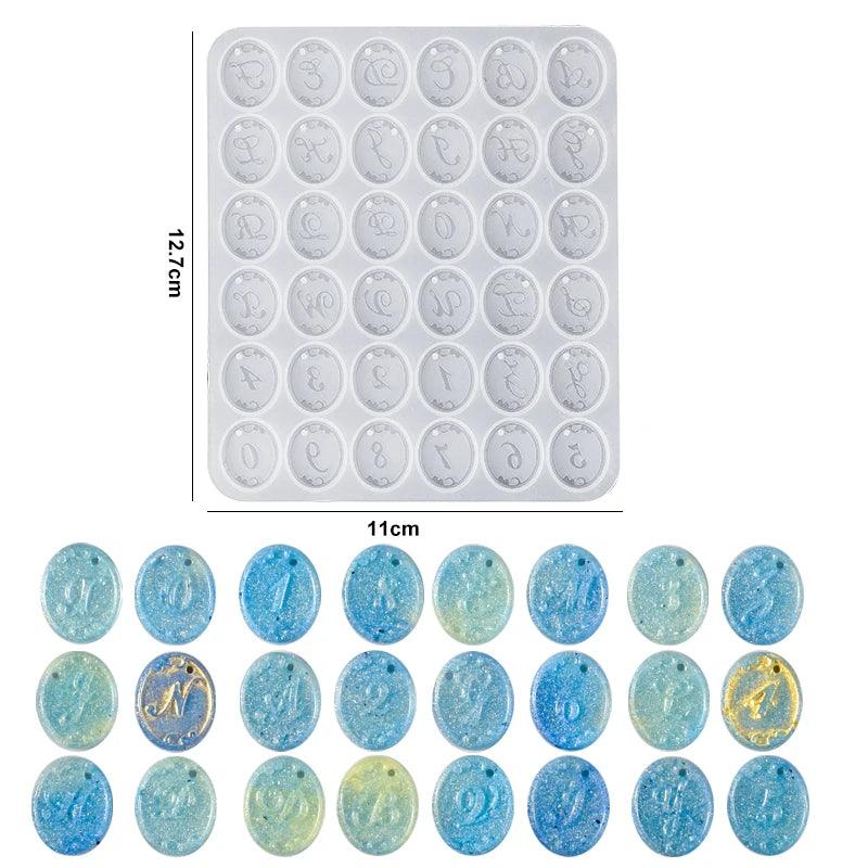 Alphabet Resin Silicone Mold Alphabet Crafts Casting Mold Letter Number Molds for DIY Keychain Earring Jewelry Pendant Making