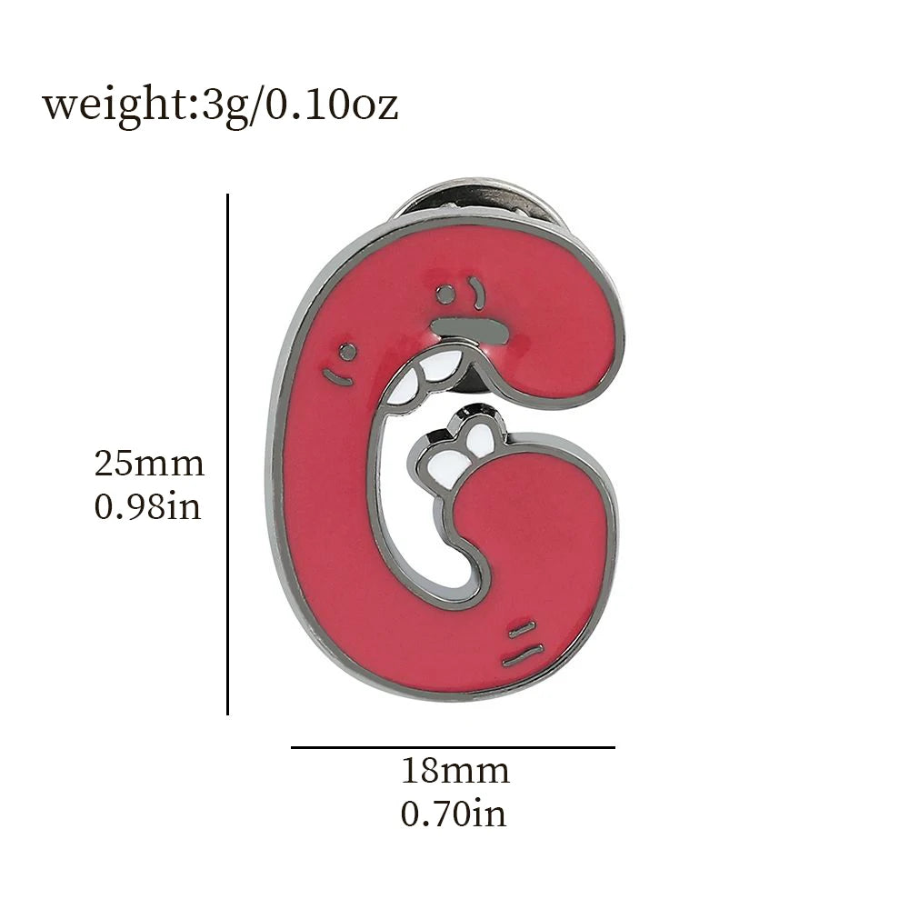 Cartoon 26 English Alphabet Shape Brooch Cute Metal Enamel Badge Clothing Backpack Lapel Pin Jewelry Accessories Gift