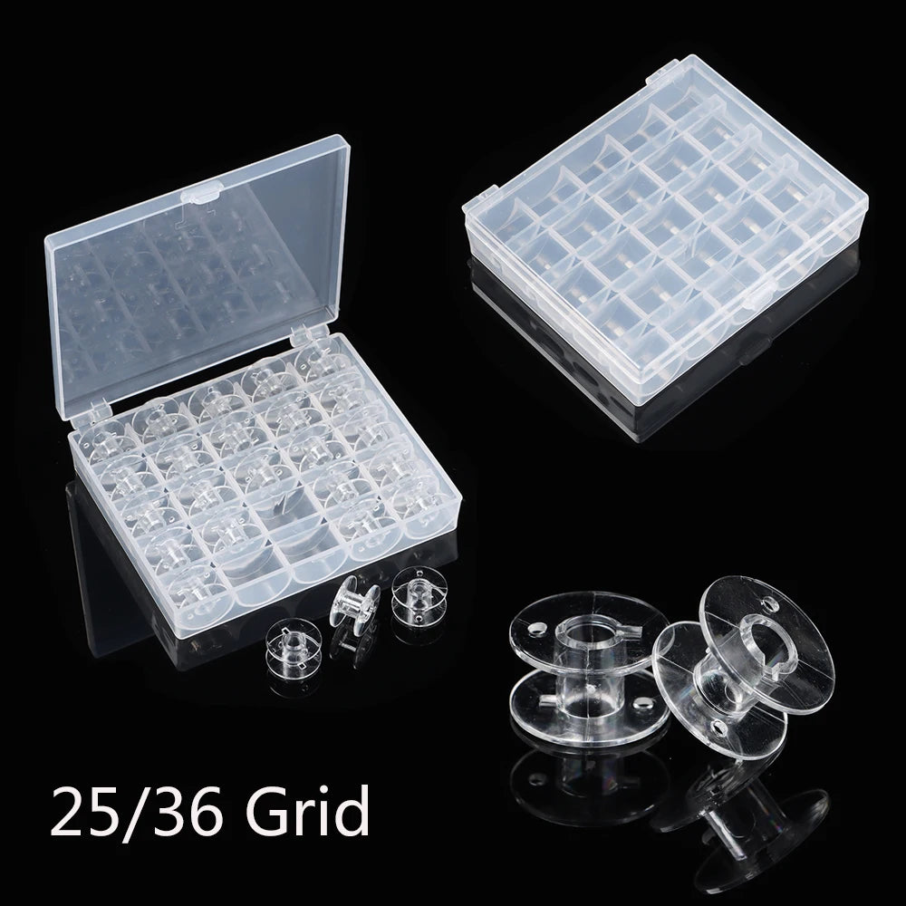 25/36 Grid Bobbins Sewing Machine Spools Plastic Thread Storage Case Box Sewing Equipment Tools Accessories