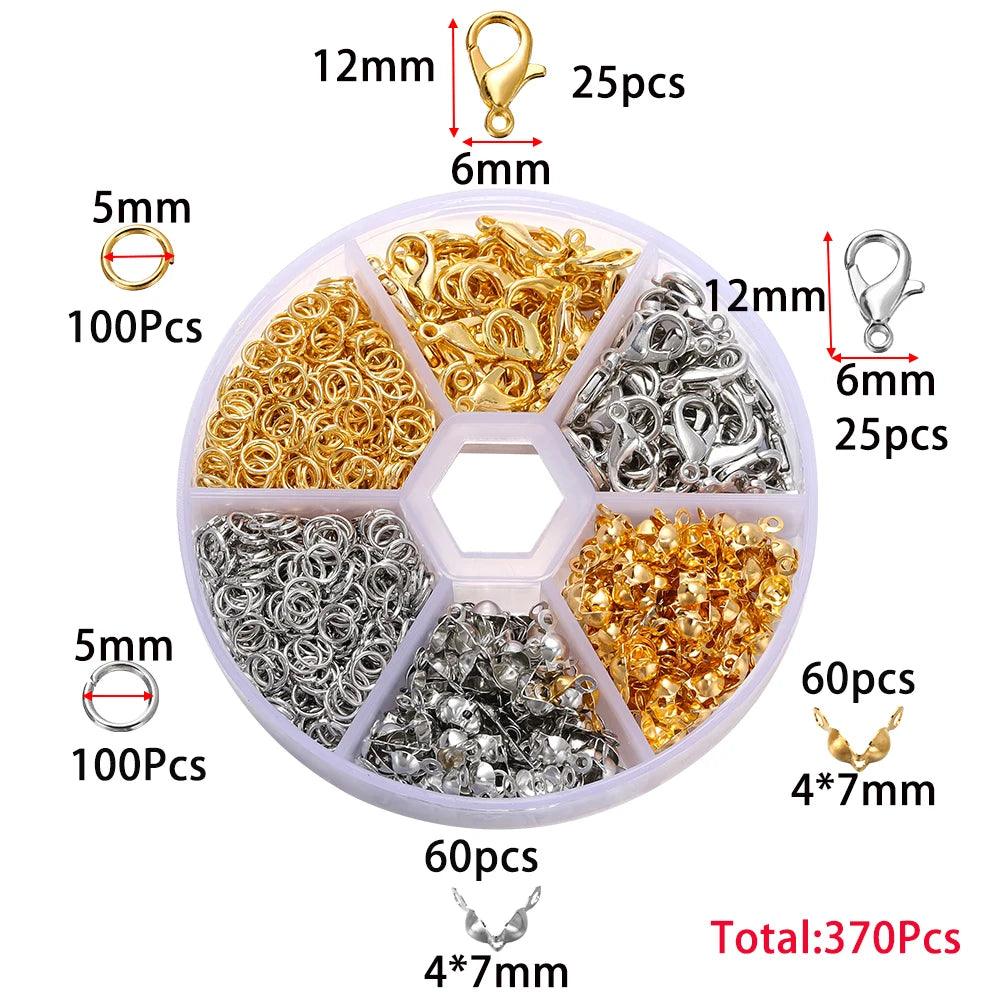 1Box Jewelry Making Kits Lobster Clasp Open Jump Rings End Crimps Beads Box Sets Handmade Bracelet Necklace Findings Supplies