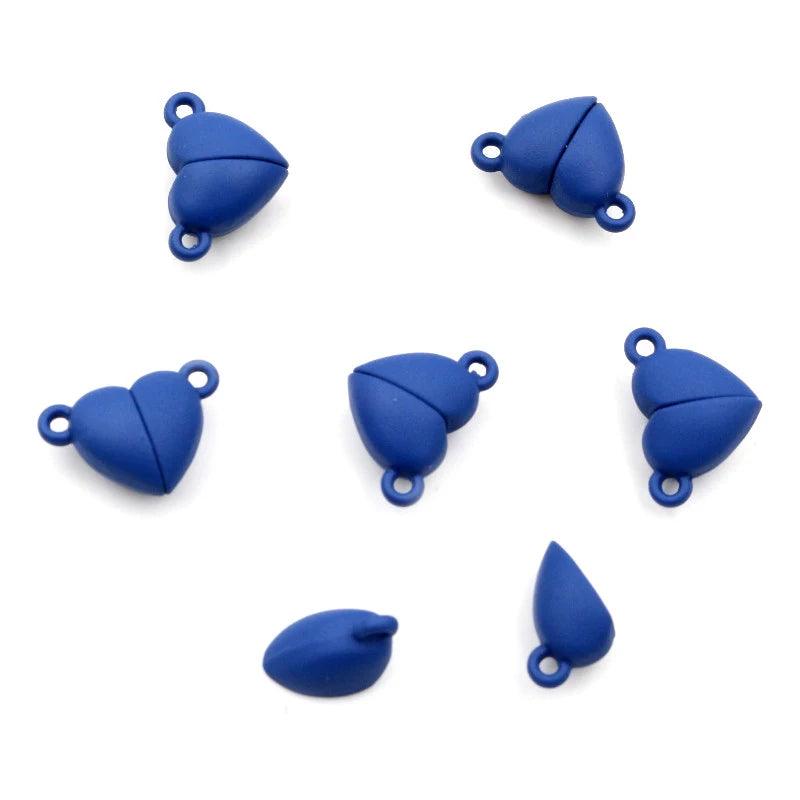 5 Sets  Love Heart Round Shaped Magnetic Connected Clasps Beads Charms End Caps for DIY Couple Bracelet Necklace Making