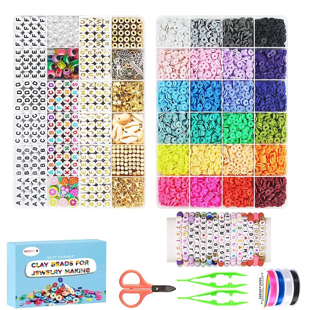 Letter Seed Bead Set Polymer Clay Alphabet Kit Soft Pottery Gift Box for Bracelet Jewelry Making DIY Accessories Fashion