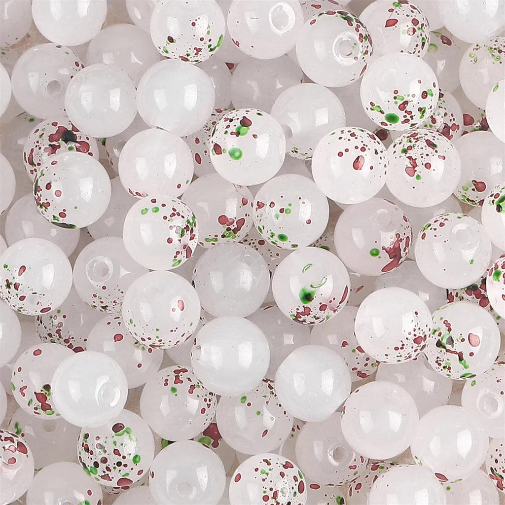50pcs 8mm Glass Imitation Jade Bead Gradient Double Color Round Bead Handmade DIY Bracelet Necklace Jewelry Making Loose Bead Ma
