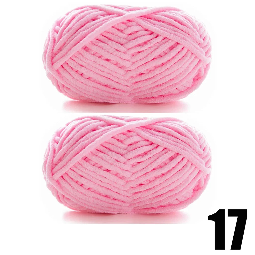 Thick Velvet Yarn 2pcs 50g Soft Chenille Knitting Yarn for DIY Scarves and Hats
