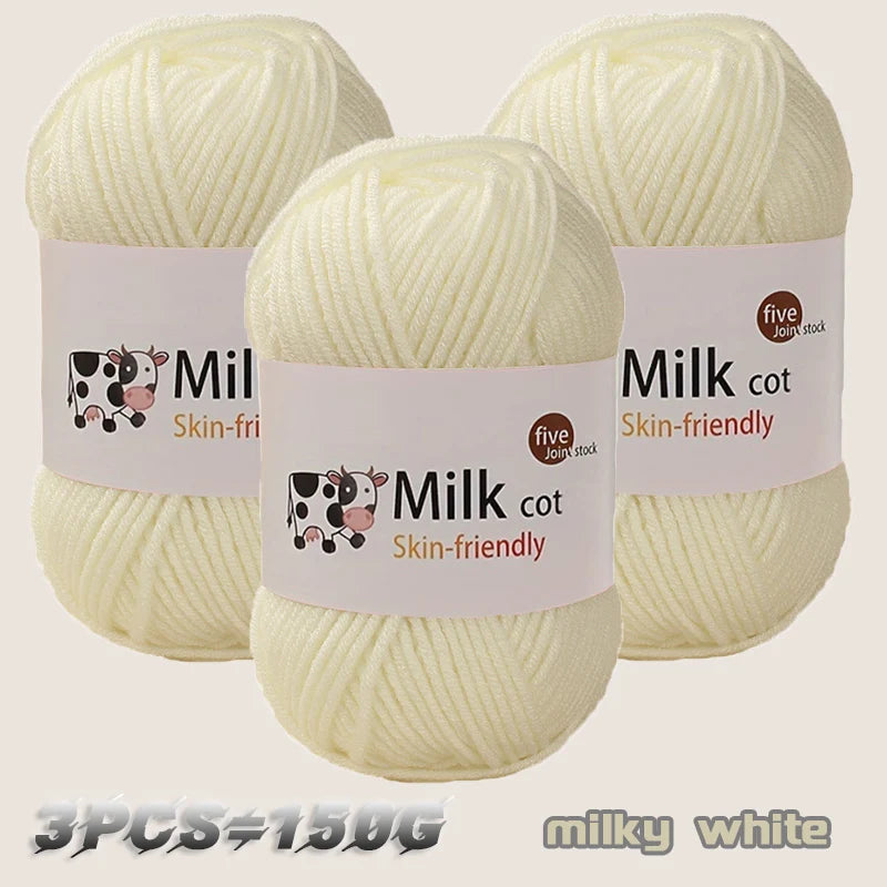 150g 5 Strand Milk Yarn Handmade Medium Thick DIY Woven Doll Sweater Flower Hat Scarf Yarn Ball