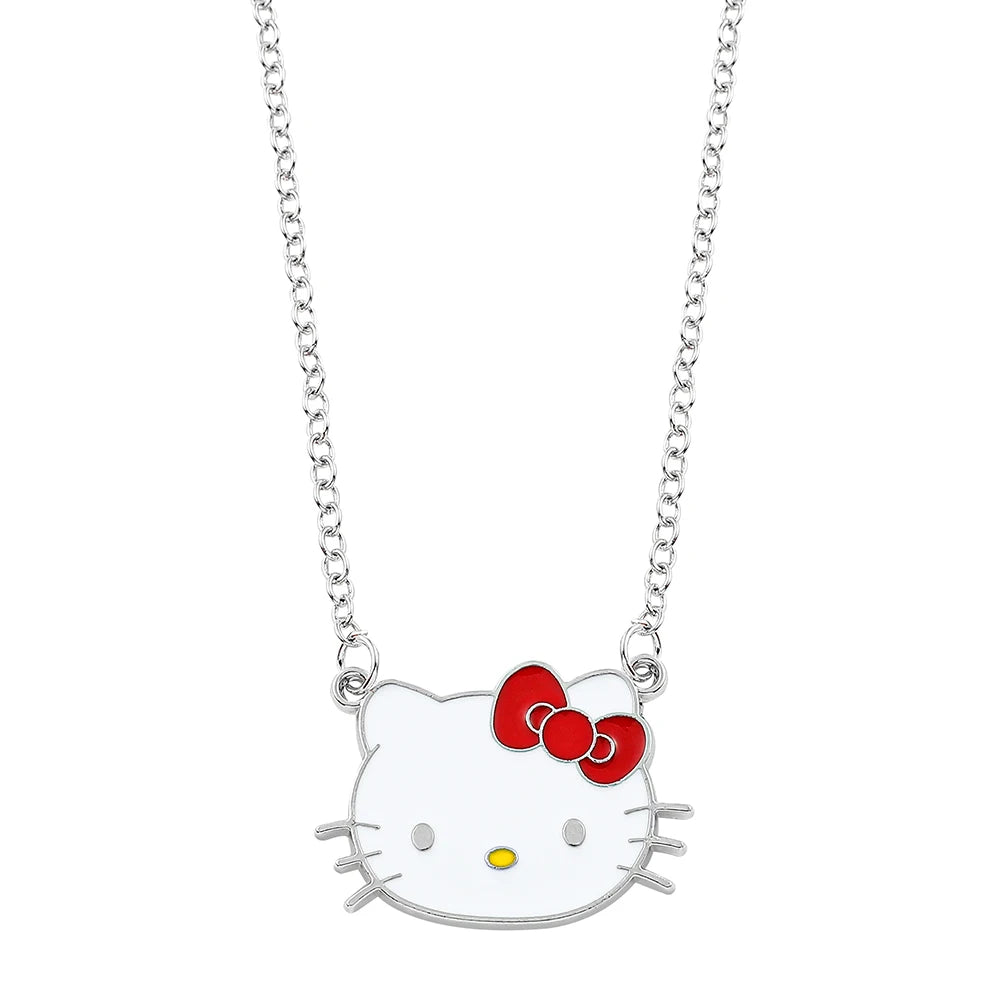 Kawaii Hello Kitty Enamel Pendant Necklace Sanrio Cartoon Figure Necklaces for Women Sampel Clavicle Chains Fashion Jewelry