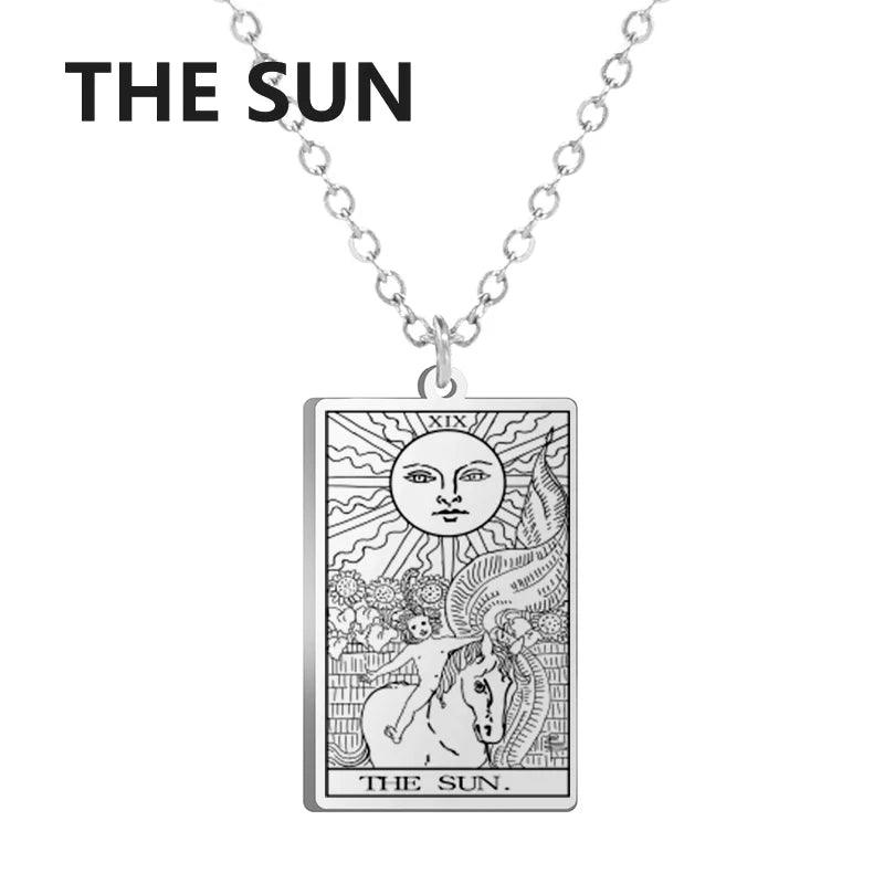 Stainless steel Cassic Tarot Pendant Necklace Major Cigano fortune Telling Necklace Star/Moon/Death Symbol Pendant Accessory