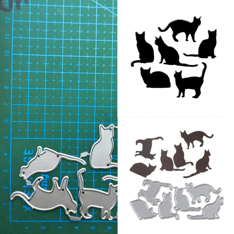 Cats Animal Metal Cutting Dies Stencil Scrapbooking Diy Album Stamp Paper Card Embossing Decor Craft Knife Mould