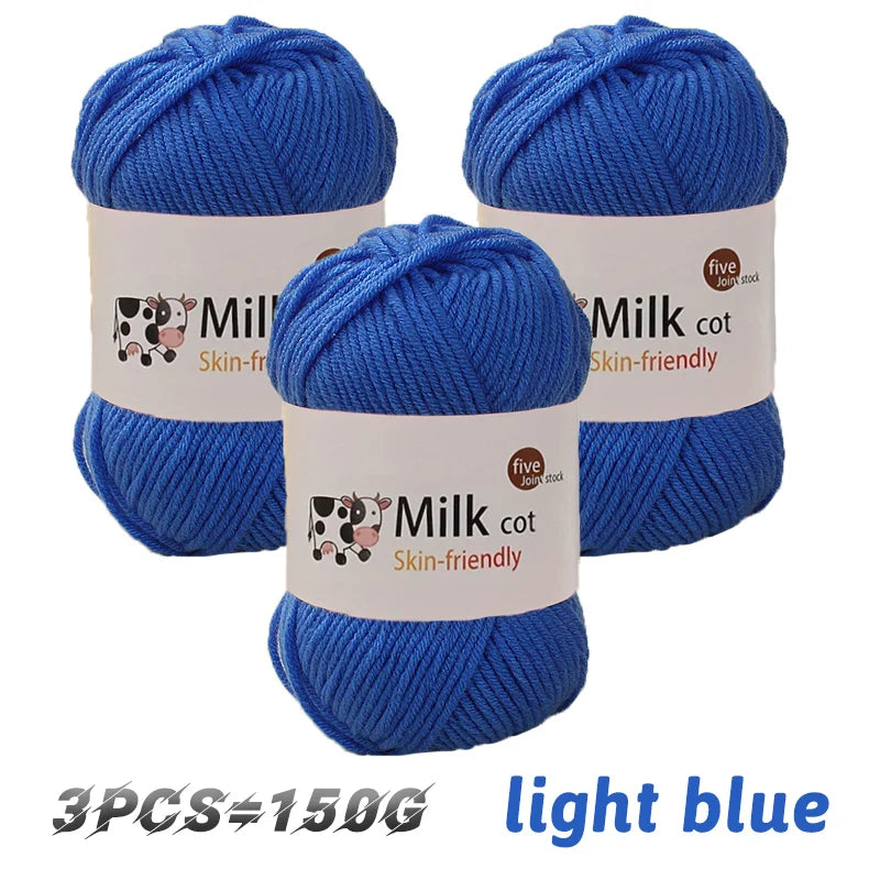 150g 5 Strand Milk Yarn Handmade Medium Thick DIY Woven Doll Sweater Flower Hat Scarf Yarn Ball