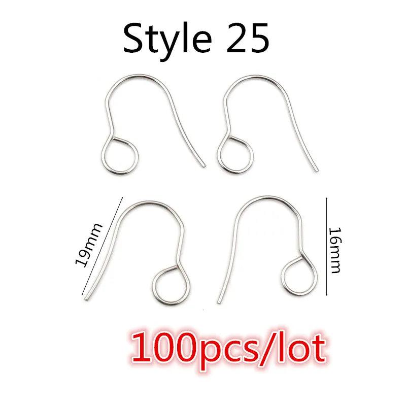 (Never Fade) High Quality 316 Stainless Steel DIY Earring Findings Clasps Hooks Jewelry Making Accessories Earwire