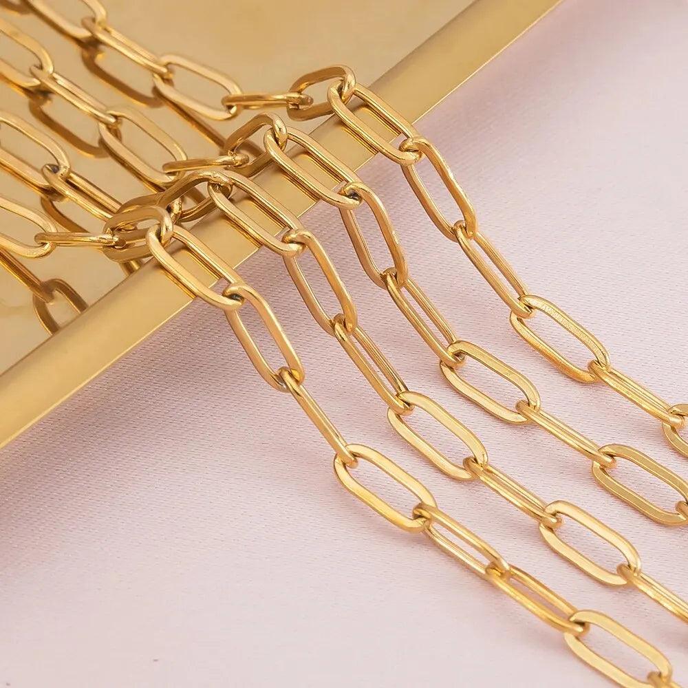 1Meter 2Meters Stainless Steel Flat Chains For Jewelry Making DIY Components Accessories Material