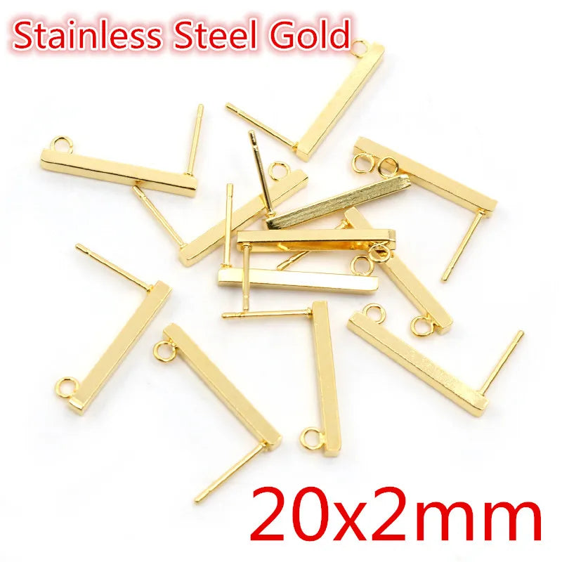 20pcs 316 Stainless Steel Geometric Polygonal Earring Stud Hooks Posts Connector For DIY Jewelry Making Supplies