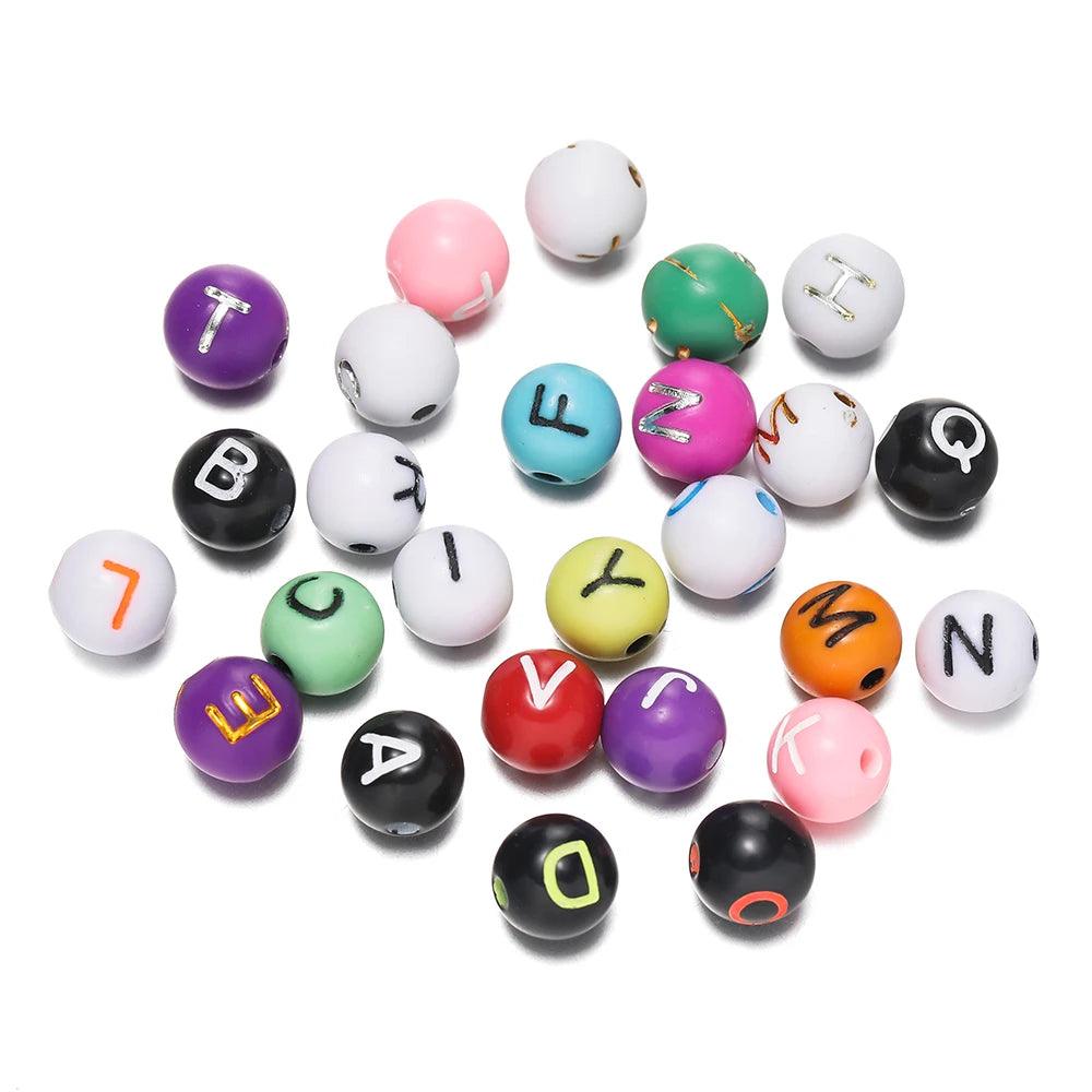 100pcs/Lot 8mm Acrylic Round Letter Beads Mix A-Z Spacer Loose Bead for Bracelet Necklace Jewelry Making Accessories
