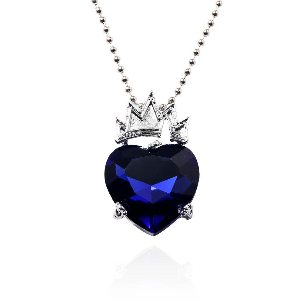 Movie Descendants Necklace Evie Fairest Red Heart Crown Pendant Necklace for Women Jewelrry Accessories