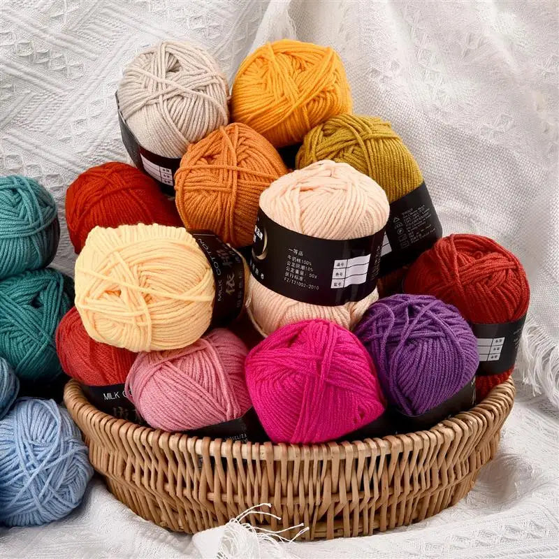 50g Milk Cotton Crochet Yarn 4ply Knitting Wool Needlework Dyed Lanas For Crochet Crafts Sweater Hat Dolls Scarf DIY Knitting