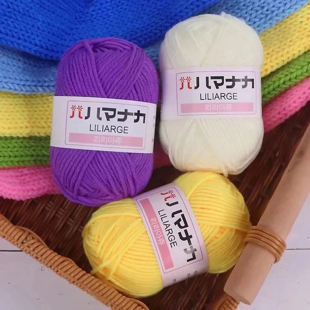 3Pcs Milk Sweet Soft Cotton Baby Knitting Wool Yarn Thick Yarn Fiber Velvet Yarn Hand Knitting Wool Crochet Yarn for DIY Sweater