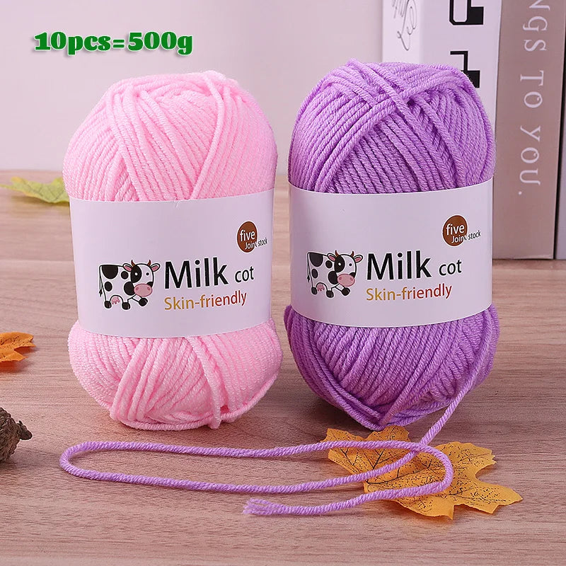 150g 5 Strand Milk Yarn Handmade Medium Thick DIY Woven Doll Sweater Flower Hat Scarf Yarn Ball