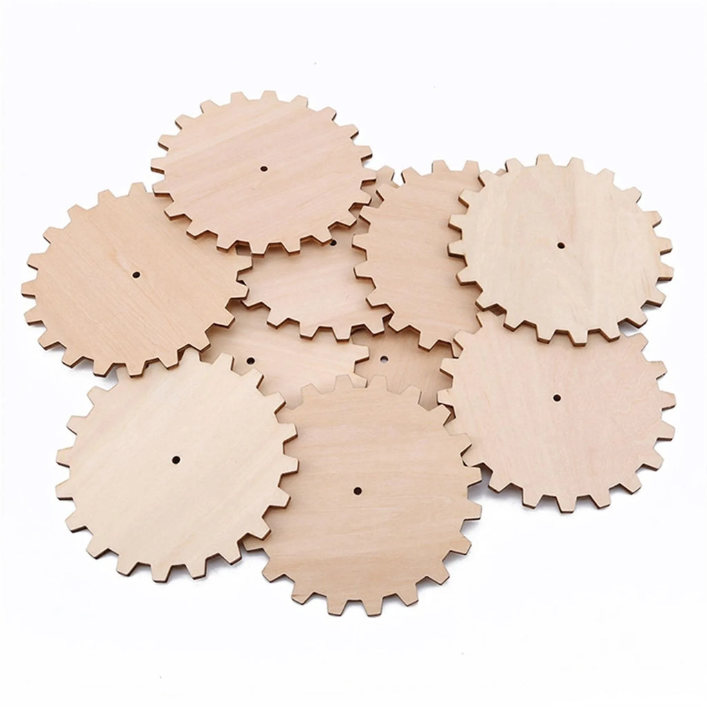 10pcs Creative Unfinished Wood Gear Puzzle Hand Drawn Doodle Accessories For Board Game Pieces Arts Crafts Projects Ornaments