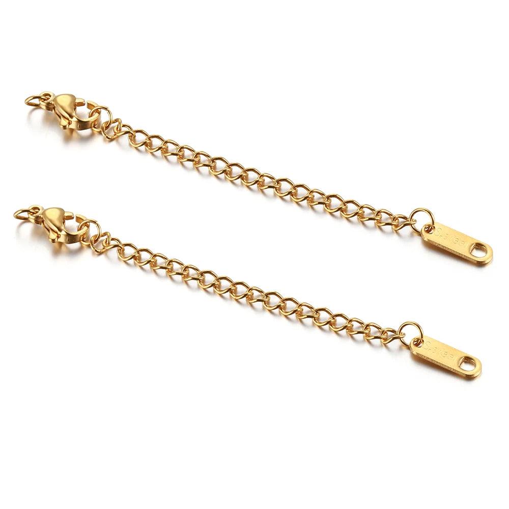 10pcs Gold Plated Stainless Steel Extended Extension Tail Chain with Lobster Clasps Connector for DIY Jewelry Necklace Findings