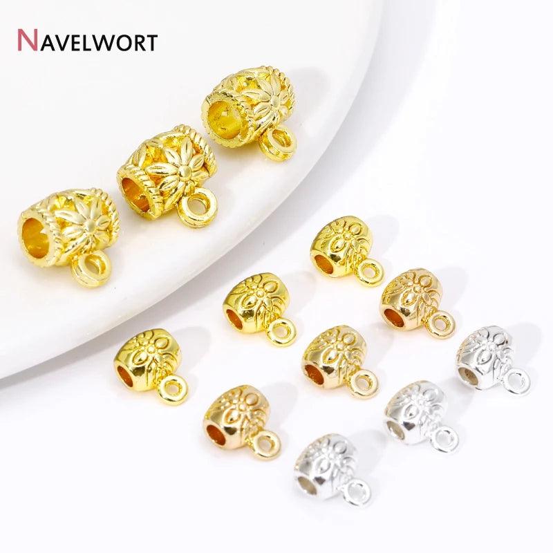 18K Gold Plated Tube Pendant Bail With Perpendicular Ring,Bailes For Jewelry,Brass Pendant Bail Connector,SupplIes For Jewelry