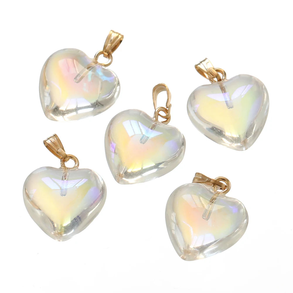 10Pcs/Lot Czech Lampwork Crystal Glass Heart Beads Charms pendant DIY Handmade Jewelry Making Necklaces Earrings Accessories