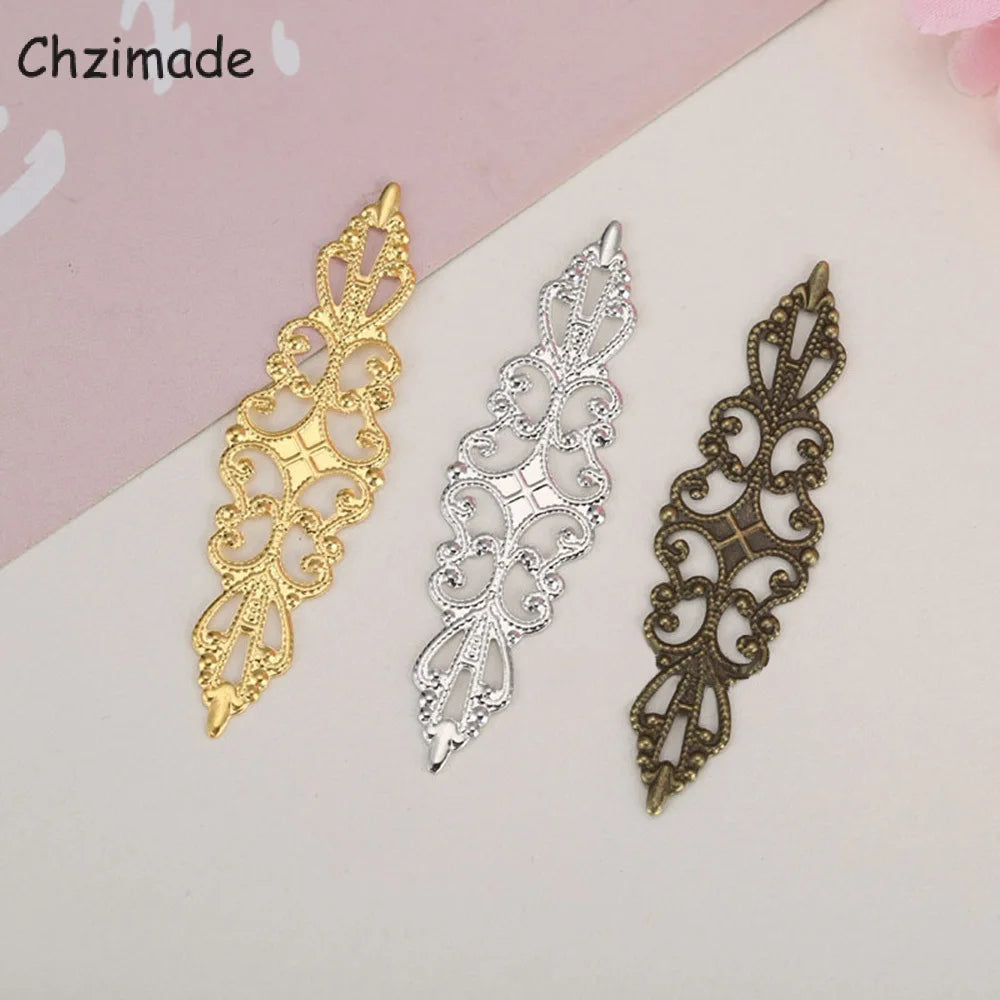 Chzimade 20Pcs Filigree Wraps Metal Hollow Flower Scrapbook Charms For Embellishment Scrapbook DIY Jewelry Handmade Crafts