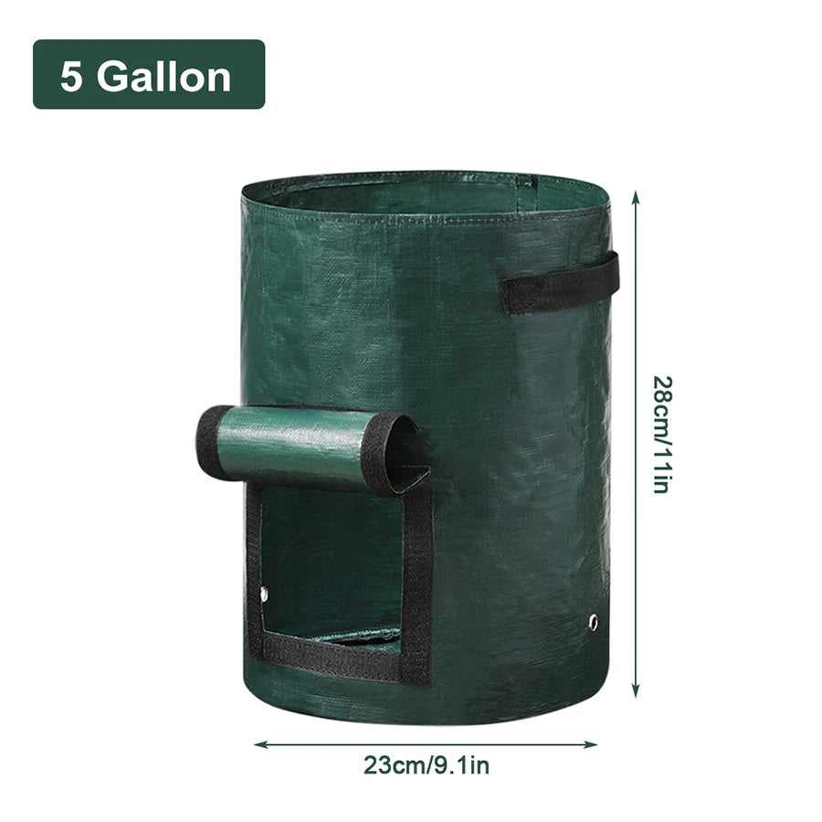 3pcs Plant Growing Bags Thickened PE Vegetable Grow Bags with Handle 3/5/7/10 Gallon Growing Bag Potato Onion Bag Outdoor Garden