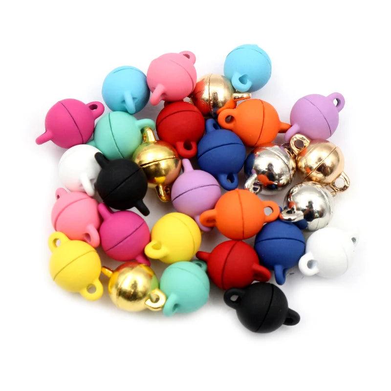 5 Sets  Love Heart Round Shaped Magnetic Connected Clasps Beads Charms End Caps for DIY Couple Bracelet Necklace Making